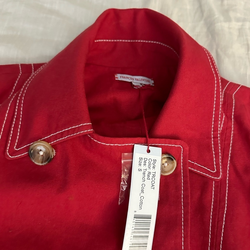 NWT Frances Valentine Trench Coat Red - Picture 2 of 8